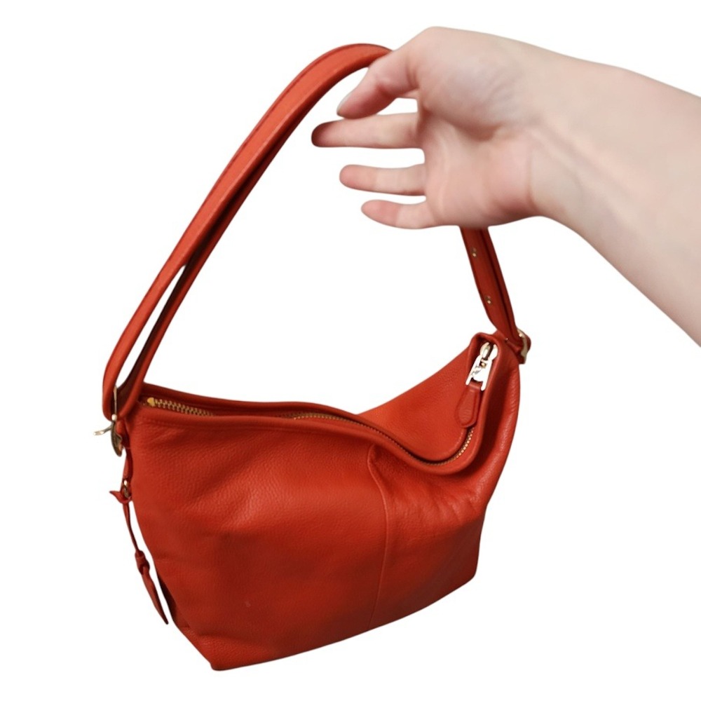 COACH Dufflette Leather Hobo Shoulder Bag Red Slouchy Large Tote - Picture 9 of 16